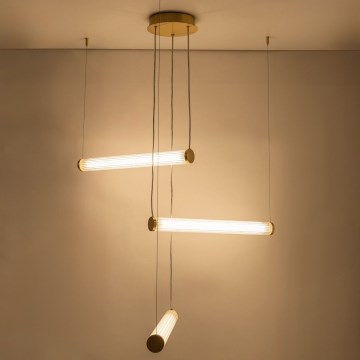 Zuma Line - Lampadario a sospensione LED dimmerabile su cavo LED/64W/230V 2700-6500K dorato + telecomando