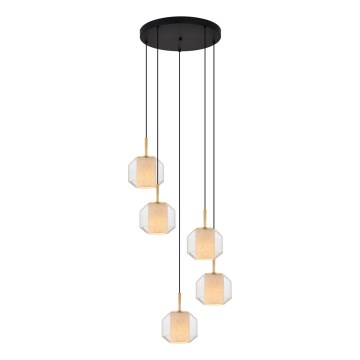 Zuma Line - Lampadario a sospensione su cavi 5xE27/25W/230V Ø 73 cm dorato/nero