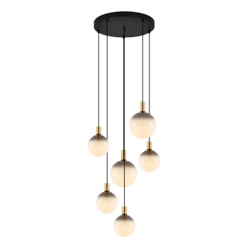 Zuma Line - Lampadario sospeso con cavo 6xE27/25W/230V Ø 75 cm oro/nero