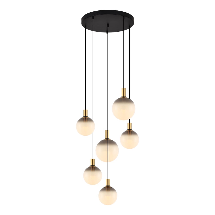 Zuma Line - Lampadario sospeso con cavo 6xE27/25W/230V Ø 75 cm oro/nero