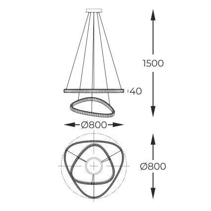 Zuma Line - Lampadario a cristalli dimmerabile a LED su cavo LED/36W/230V 2700-6000K + telecomando