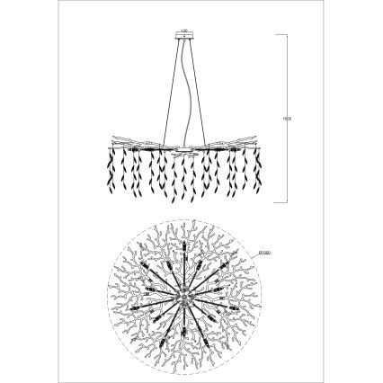 Zuma Line - Lampadario a sospensione con cavi 14xG9/3,5W/230V Ø 100 cm oro