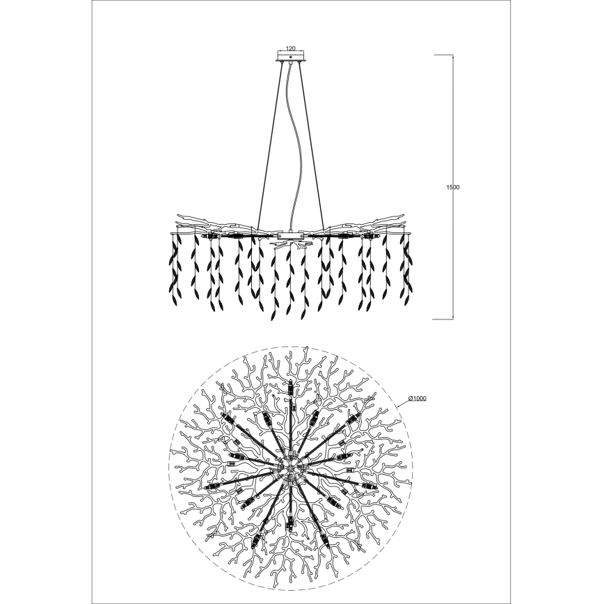 Zuma Line - Lampadario a sospensione con cavi 14xG9/3,5W/230V Ø 100 cm oro