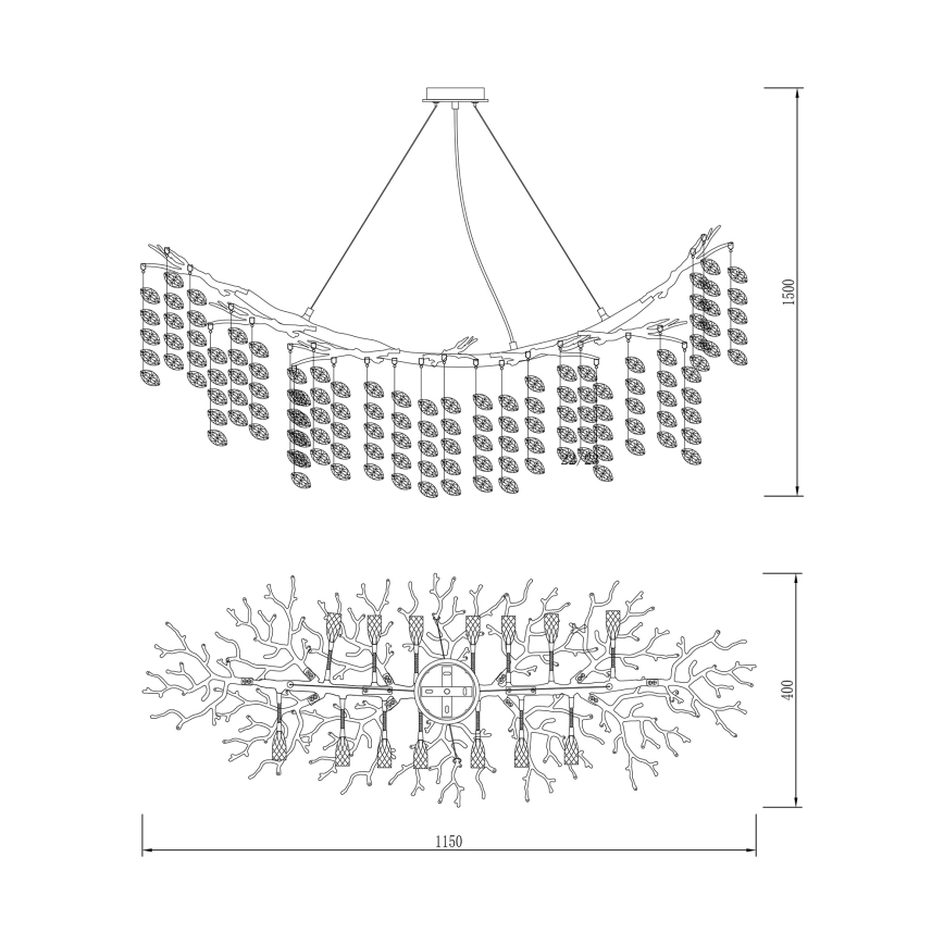 Zuma Line - Lampadario a sospensione con cavi 14xG9/3,5W/230V 115x40 cm dorato