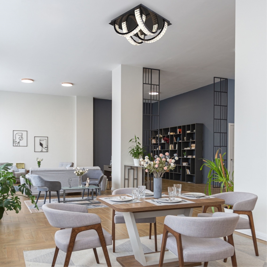 Zuma Line - Lampada da soffitto in cristallo dimmerabile LED/23,5W/230V 2700-6000K nero con telecomando