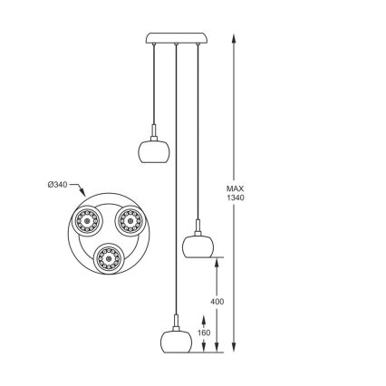 Zuma Line - Lampadario di cristallo su filo 3xG9/42W/230V