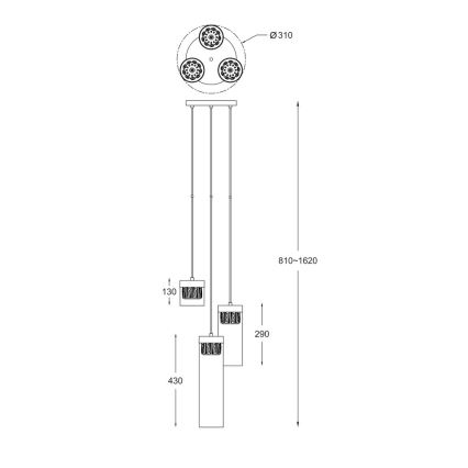 Zuma Line - Lampadario in cristallo su filo 3xG9/28W/230V