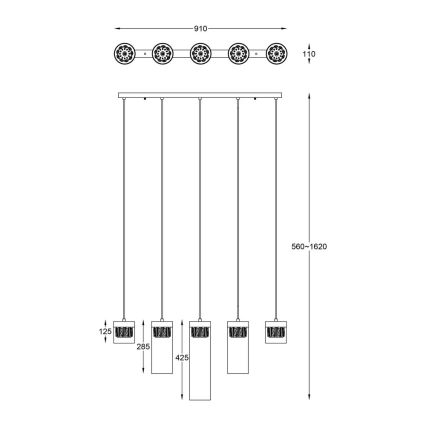 Zuma Line - Lampadario di cristallo su filo 5xG9/28W/230V