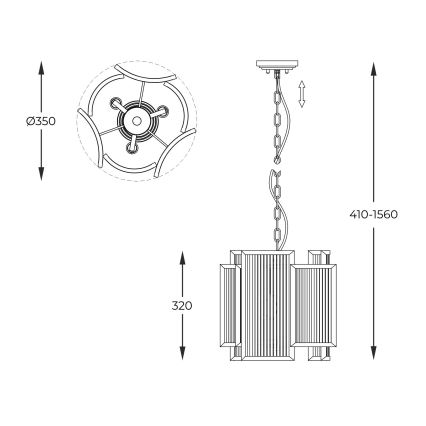 Zuma Line - Lampadario a sospensione con catena 3xE14/60W/230V oro