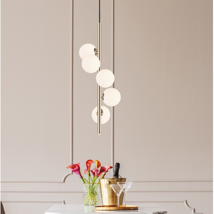 Zuma Line - Lampadario a sospensione con filo 5xG9/4W/230V oro