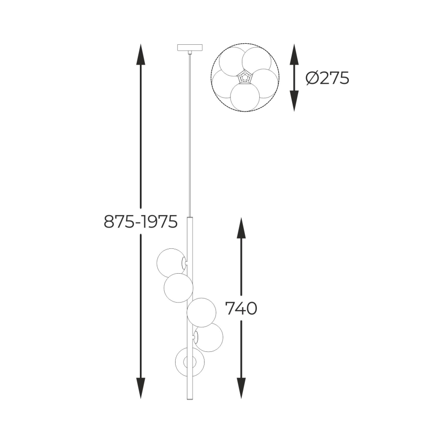 Zuma Line - Lampadario a sospensione con filo 5xG9/4W/230V oro