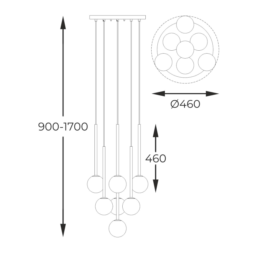 Zuma Line - Lampadario a sospensione con filo 7xG9/4W/230V oro