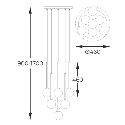 Zuma Line - Lampadario a sospensione con filo 7xG9/4W/230V nero