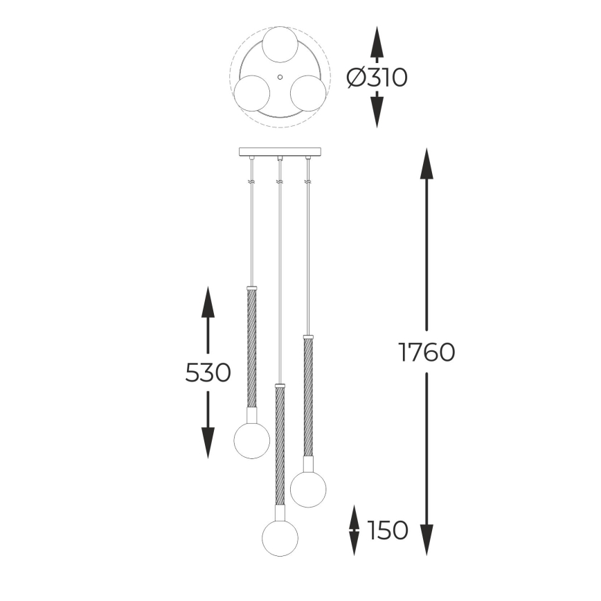 Zuma Line - Lampadario a sospensione con filo 3xG9/6W/230V ottone