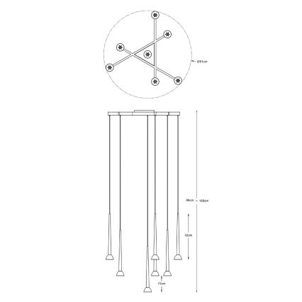Zuma Line - Lampadario LED a sospensione con cavo 7xLED/6W/230V nero/oro