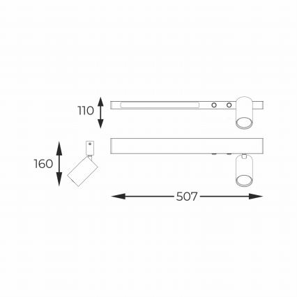 Zuma Line - Luce Spot da parete a LED 1xGU10/5W/230V + LED/8W nero