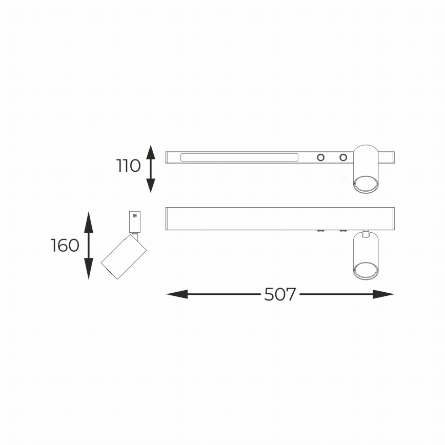 Zuma Line - Luce Spot da parete a LED 1xGU10/5W/230V + LED/8W nero