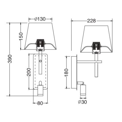 Zuma Line - Lampada da parete a LED 1xE27/40W/230V + LED/2,5W ottone/bianco