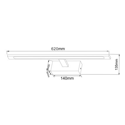 Zuma Line - Illuminazione a LED per specchi da bagno LED/20W/230V 62 cm IP44 nero